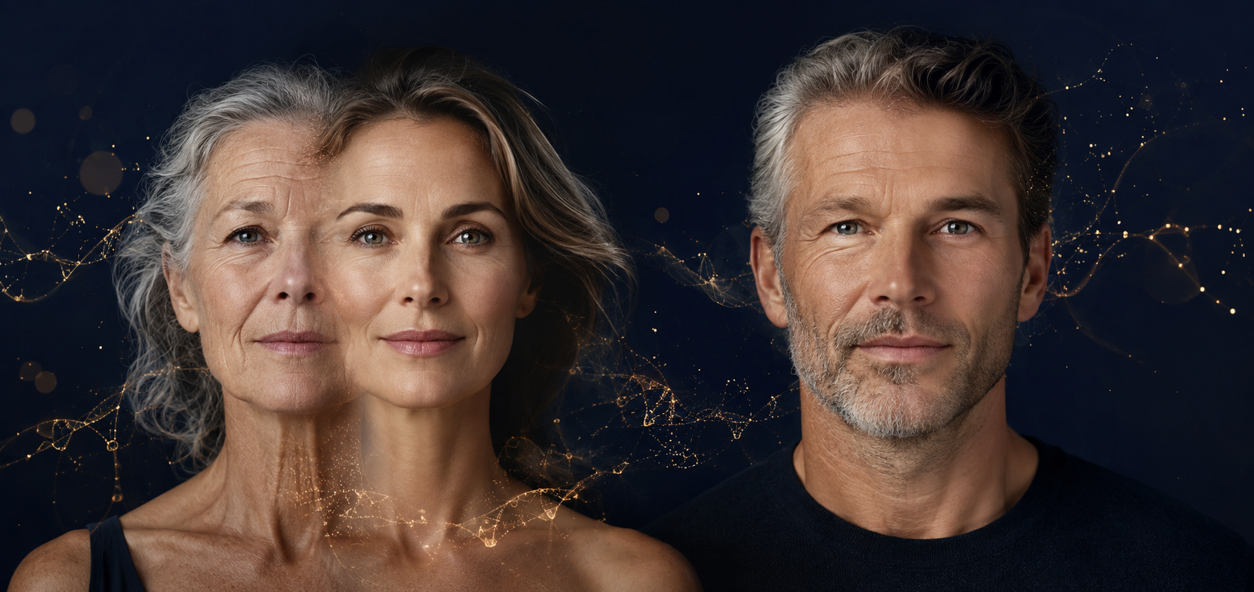 Vision artistique d’un homme et d’une femme à différents âges de la vie